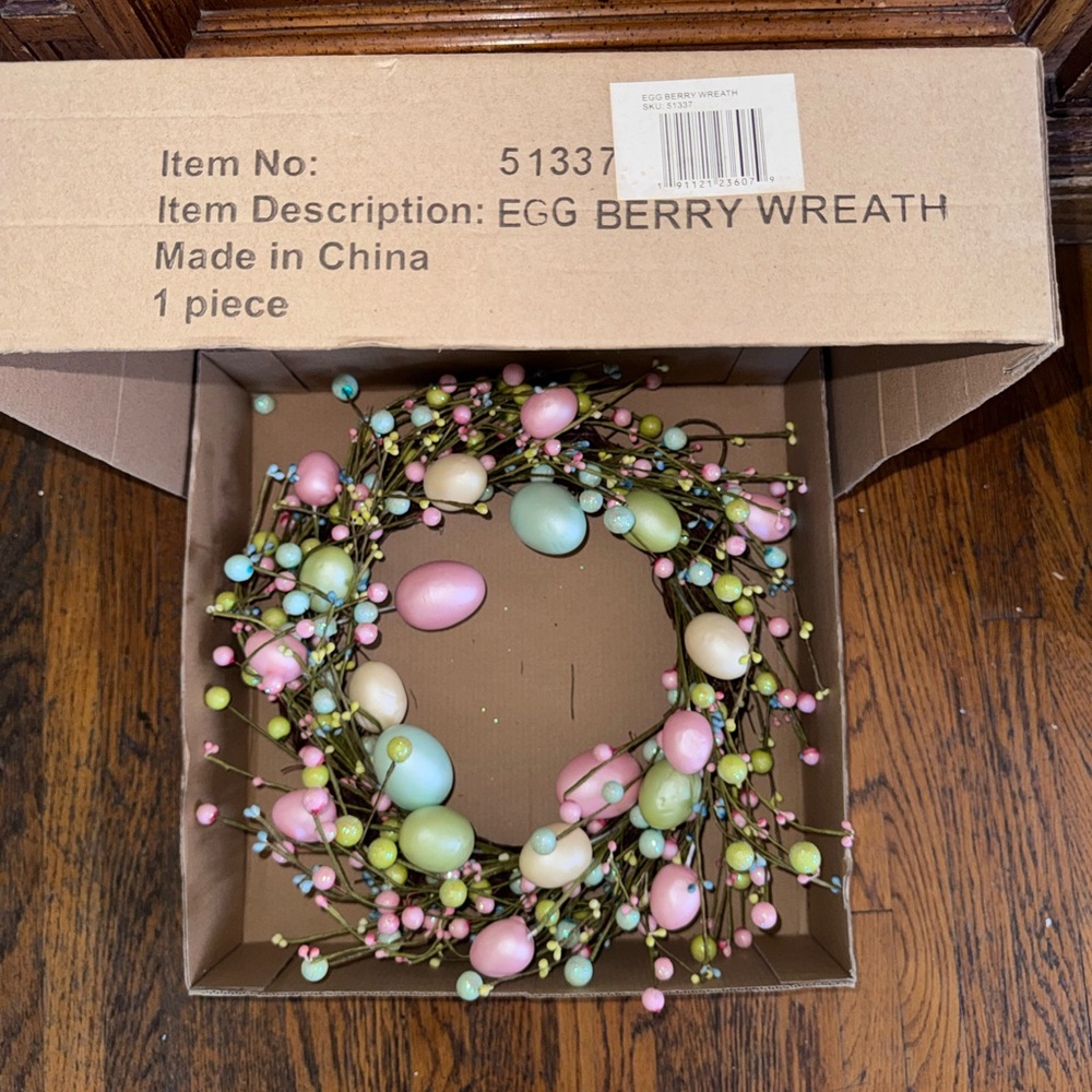 Easter - Pastel Egg Spring Wreath - Home Holiday Decor 12 in - Picture 4 of 9